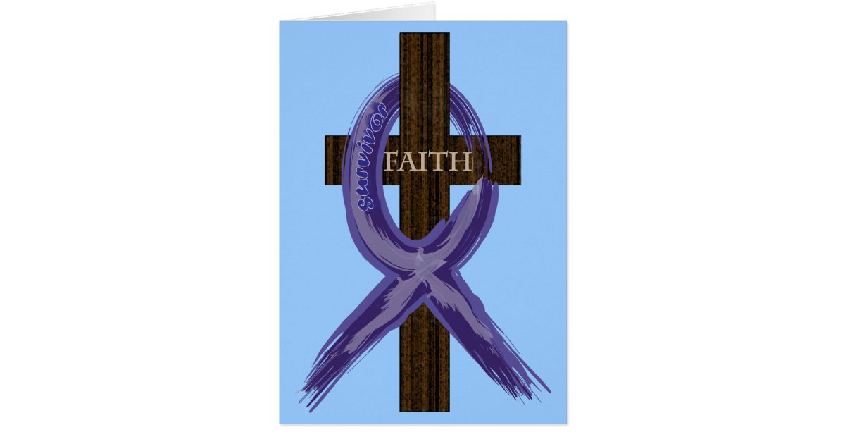 Dark Blue "Painted" Colon Cancer Ribbon Card | Zazzle