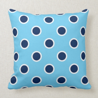 Dark Blue Polka Dots on Sky Blue Pillow