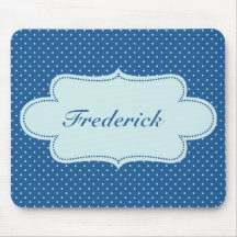 Dark Blue Polka Dots with Label Mouse Pads