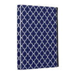Dark Blue Quatrefoil Clover Pattern iPad Case