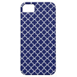 Dark Blue Quatrefoil Pattern iPhone 5 Covers