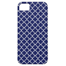 Dark Blue Quatrefoil Pattern iPhone 5 Covers