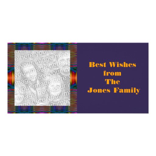 dark blue red yellow photo card template