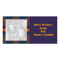 dark blue red yellow photo card template