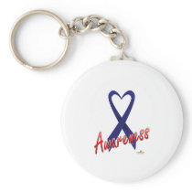 Dark Blue Ribbon Awareness Design Key Chains