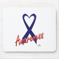 Dark Blue Ribbon Awareness Design Mouse Pads