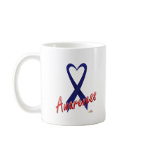 Dark Blue Ribbon Awareness Design Coffee Mugs