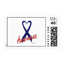 Dark Blue Ribbon Awareness Design Postage Stamp
