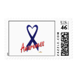 Dark Blue Ribbon Awareness Design Postage Stamp