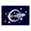 Dark Blue Rocket Kids Retro Space posters