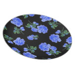Dark Blue Roses black flower pattern plate plates