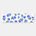Dark Blue Roses floral pattern on White Bumper Stickers