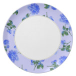 Dark Blue Roses - lilac & white flowery plate plates