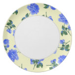 Dark Blue Roses pattern cream & white floral plate plates