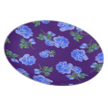 Dark Blue Roses violet purple floral pattern plate plates