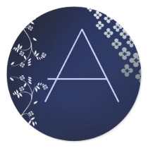 Dark blue round monogram sticker by aslentz Dark blue round monogram sticker