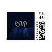 Dark Blue RSVP Postage Stamp
