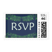 Dark blue RSVP with leaf decorations postage by aslentz Dark blue RSVP with leaf decorations postage