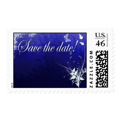 Dark Blue Save the date postage stamp