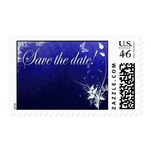 Dark Blue Save the date Postage Stamp