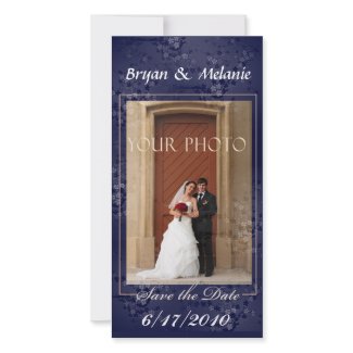 Dark blue Save the Date Wedding Photo card photocard