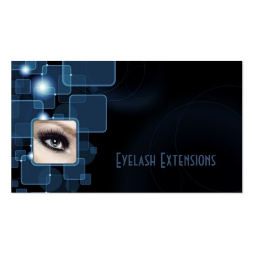 Dark Blue Shimmering Cubes Eyelash Extensions Card Business Card Templates (front side)