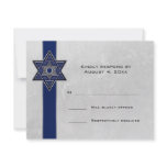 Dark Blue Stripe Star Bar Mitzvah RSVP Personalized Invitations