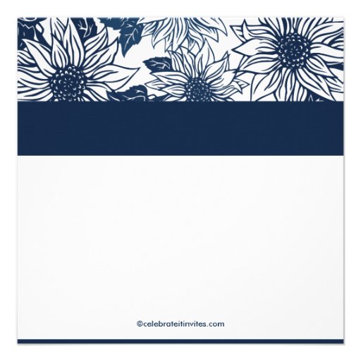 Dark Blue Sunflower Bridal Shower Invitation