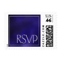 Dark blue swirl RSVP postage