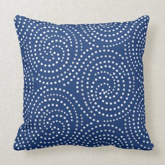 Dark Blue Swirls Throw Pillow