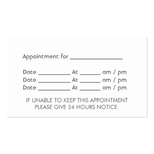 Dark Border Medical Care Appointment Business Card (back side)