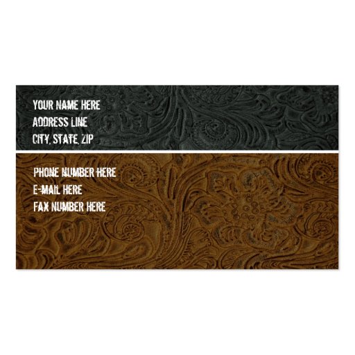 Dark Brown, Black Tooled Leather Business Card (back side)
