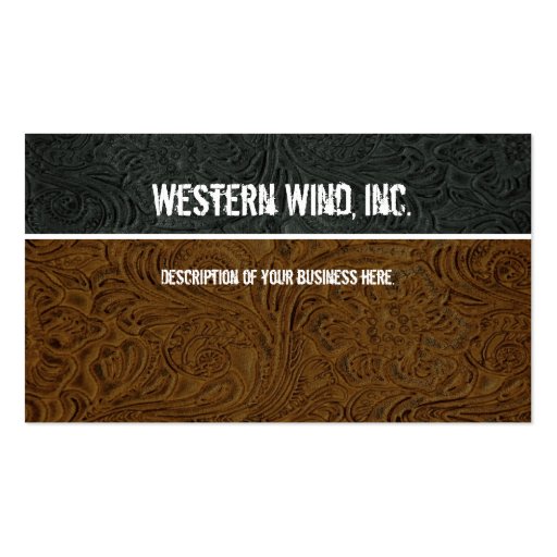 Dark Brown, Black Tooled Leather Business Card (front side)