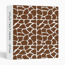 Dark Brown Giraffe Pattern Binders