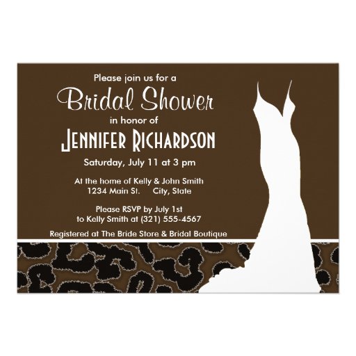 Dark Brown Leopard Animal Print; Personalized Announcements