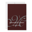 Dark Brown Monogram Names Wedding Invitation invitation