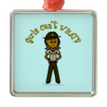 Dark Brown Sheriff Girl Christmas Ornament