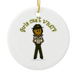 Dark Brown Sheriff Girl Christmas Tree Ornaments