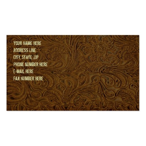 Dark Brown Tooled Leather Business Card (back side)