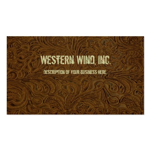 Dark Brown Tooled Leather Business Card