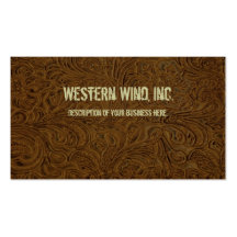 Dark Brown Tooled Leather Business Card