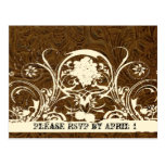 Dark Brown Tooled Leather RSVP Post Cards
