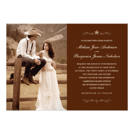 Dark Brown Western Photo Wedding Invitations