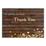 Dark Brown Wood flat thank you card with envelopes Announcement