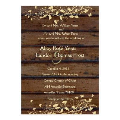 Dark Brown Wood Look Wedding Invitation