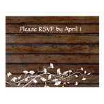 Dark Brown Wood RSVP Post Cards