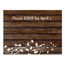 Dark Brown Wood RSVP Post Cards