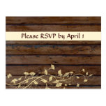 Dark Brown Wood RSVP Postcard