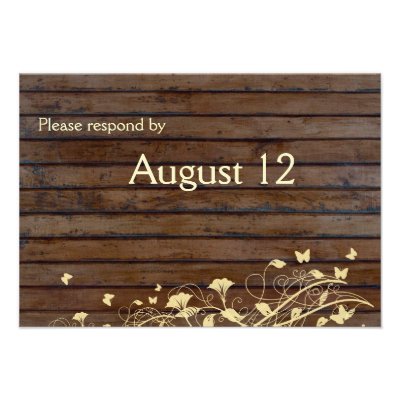 Dark Brown Wood rsvp with envelopes Personalized Invite