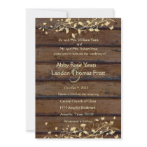 Dark Brown Wood Wedding Invitation
